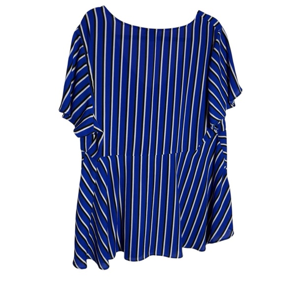 Torrid Blue Stripe Georgette Bow Blouse 2x - Picture 7 of 10
